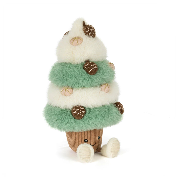 Jellycat Amuseables Pinecone Tree smiling plush Christmas tree front view