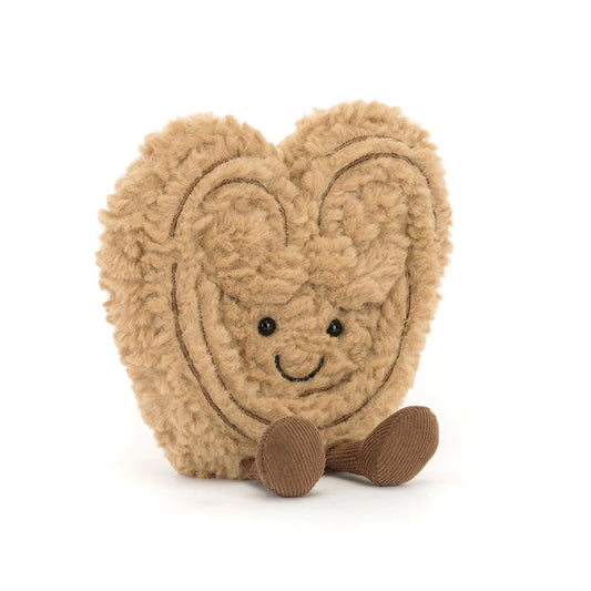 Golden-brown Jellycat Amuseables Philippe Palmier plush shaped like a palmier pastry with brown corduroy legs.