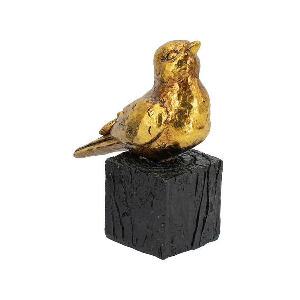 Gold Resin Songbird Sulpture on Black Faux Branch