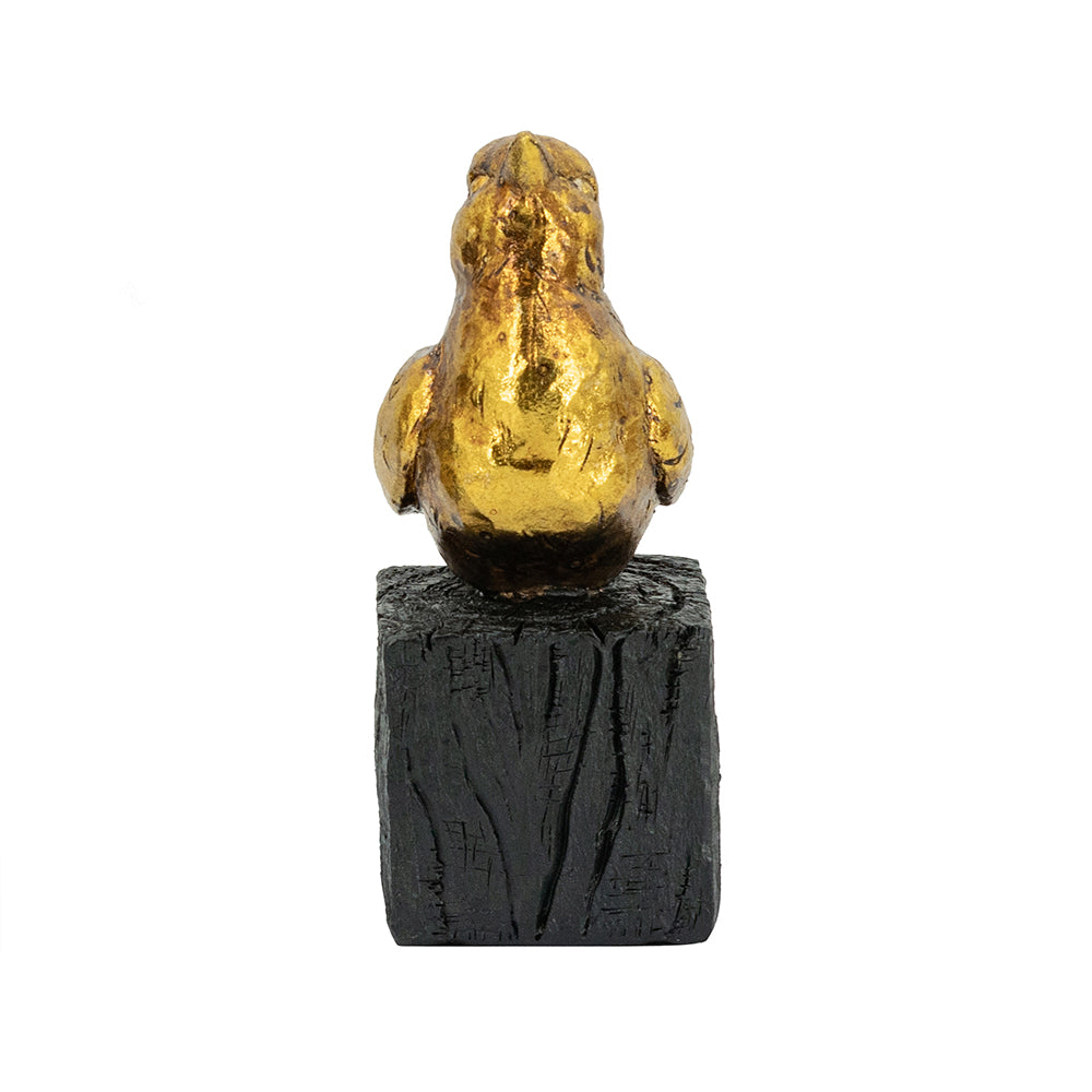 Gold Resin Songbird Sulpture on Black Faux Branch