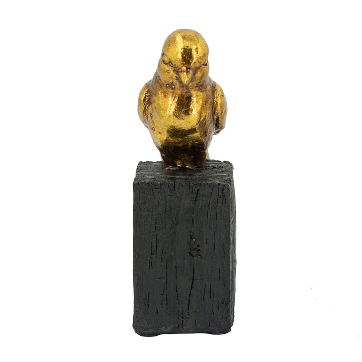 Gold Resin Songbird Sculpture on Black Faux Branch