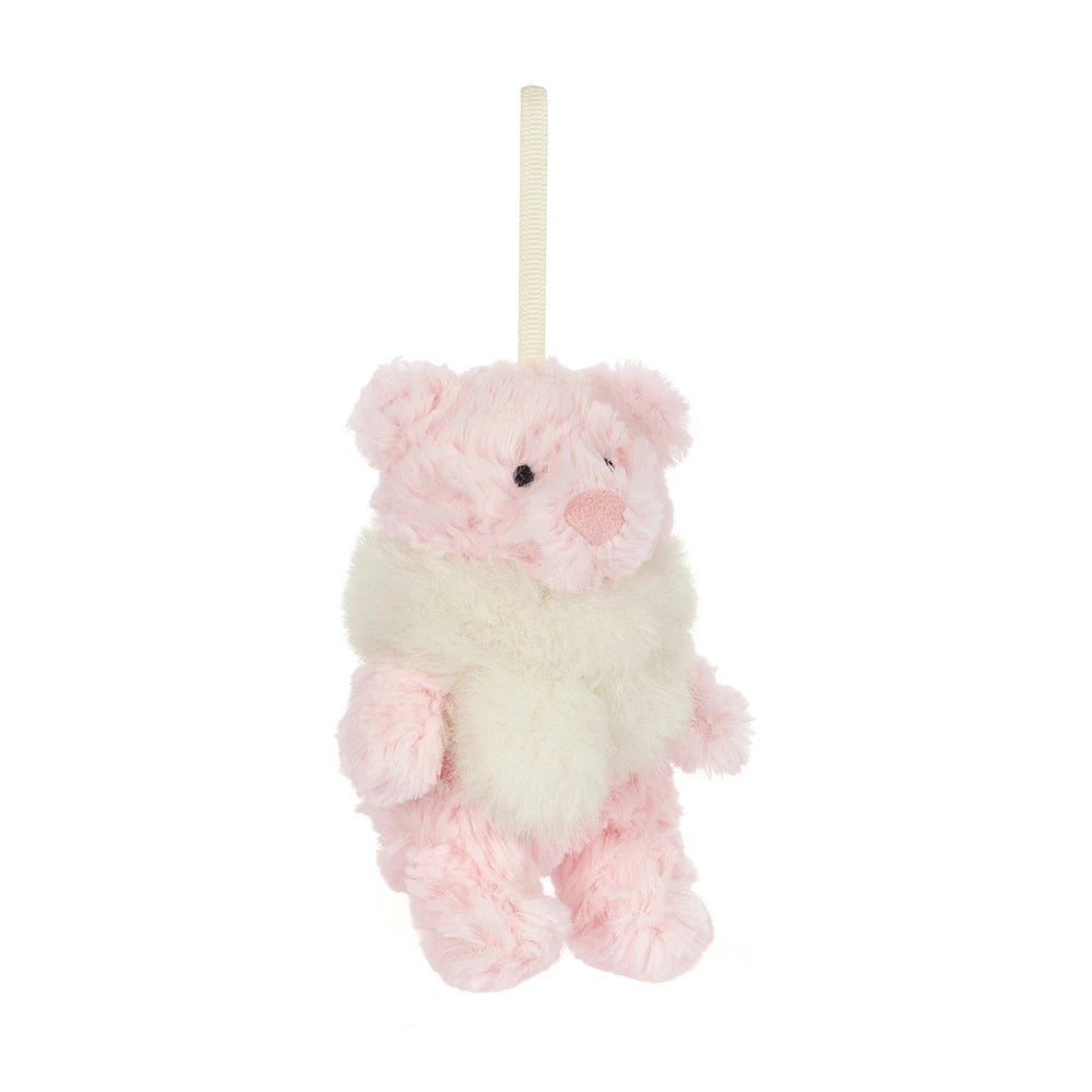 Jellycat Leola Bear Winter Warmer Christmas decoration front view