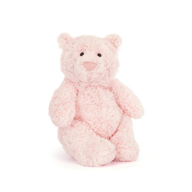Premium Jellycat Leola Bear plush toy showcasing its ultra-soft textured brown fur and sweet embroidered facial details.