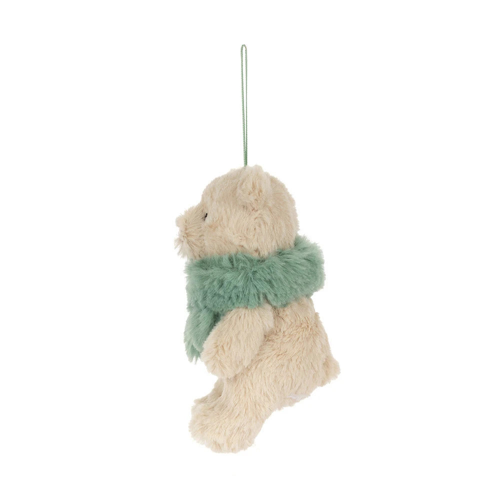 Jellycat Bartholomew Bear Jr Winter Warmer plush ornament side view