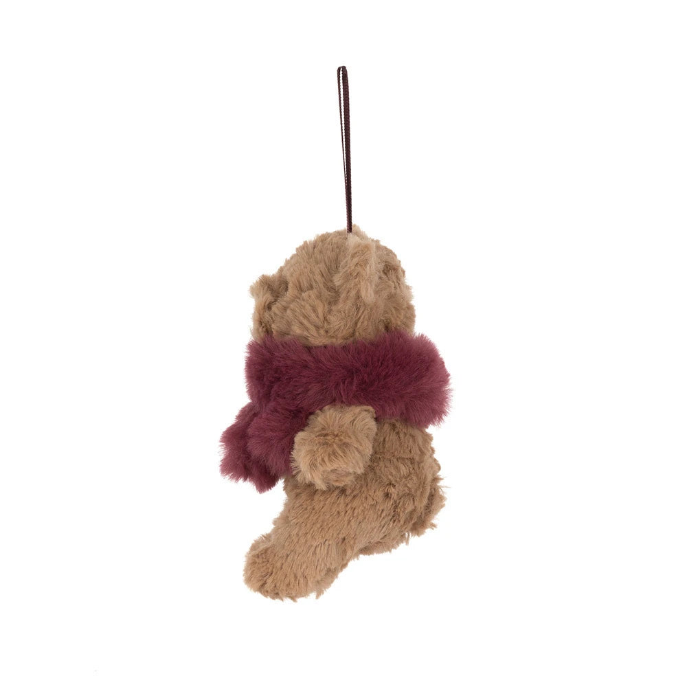 Jellycat Bartholomew Bear Winter Warmer plush ornament side view
