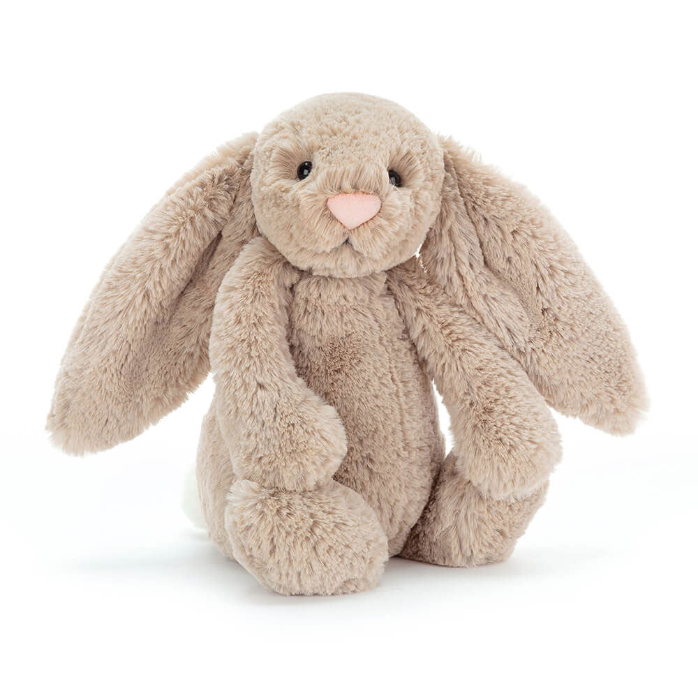 Jellycat Bashful Beige Bunny Original plush toy in soft beige fur with long floppy ears.