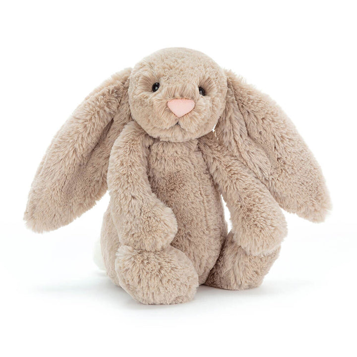 Jellycat Bashful Beige Bunny Original plush toy in soft beige fur with long floppy ears.