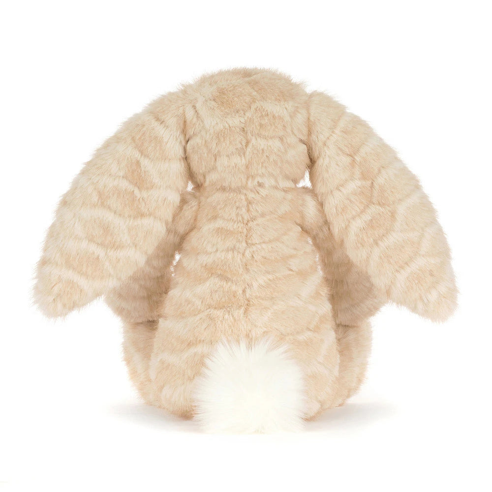 Jellycat Franilla Luxe Bunny back view of the plush luxe fur
