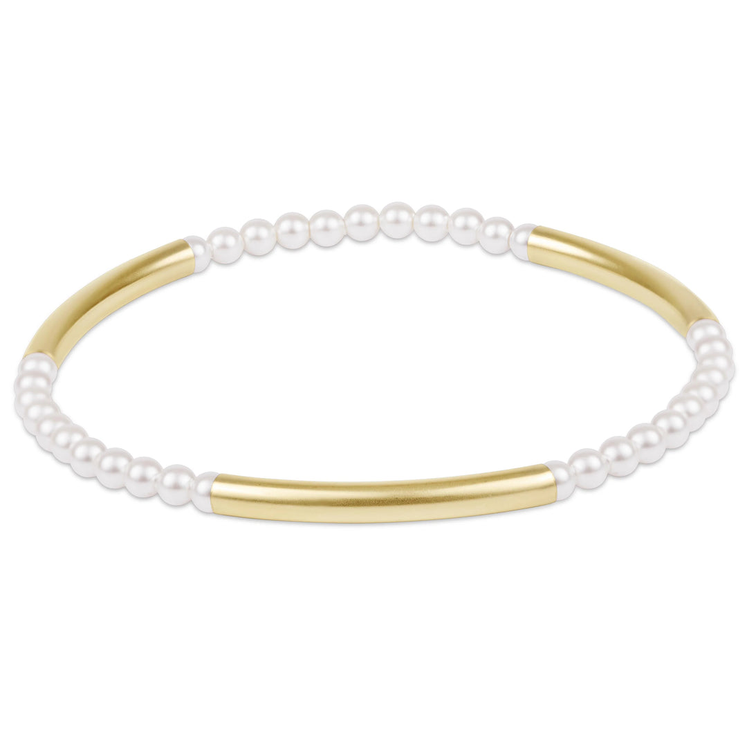 enewton 3mm pearl beaded bracelet with a signature bliss bar pattern; waterproof and stackable.