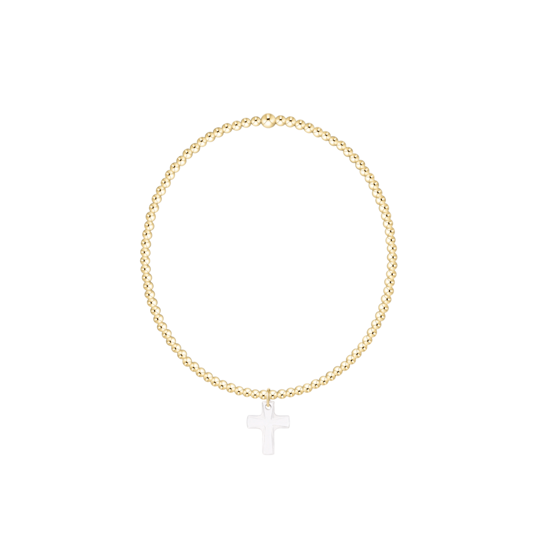 enewton 2mm gold-filled beaded bracelet featuring a "Blessed" crystal charm; waterproof and tarnish-resistant.