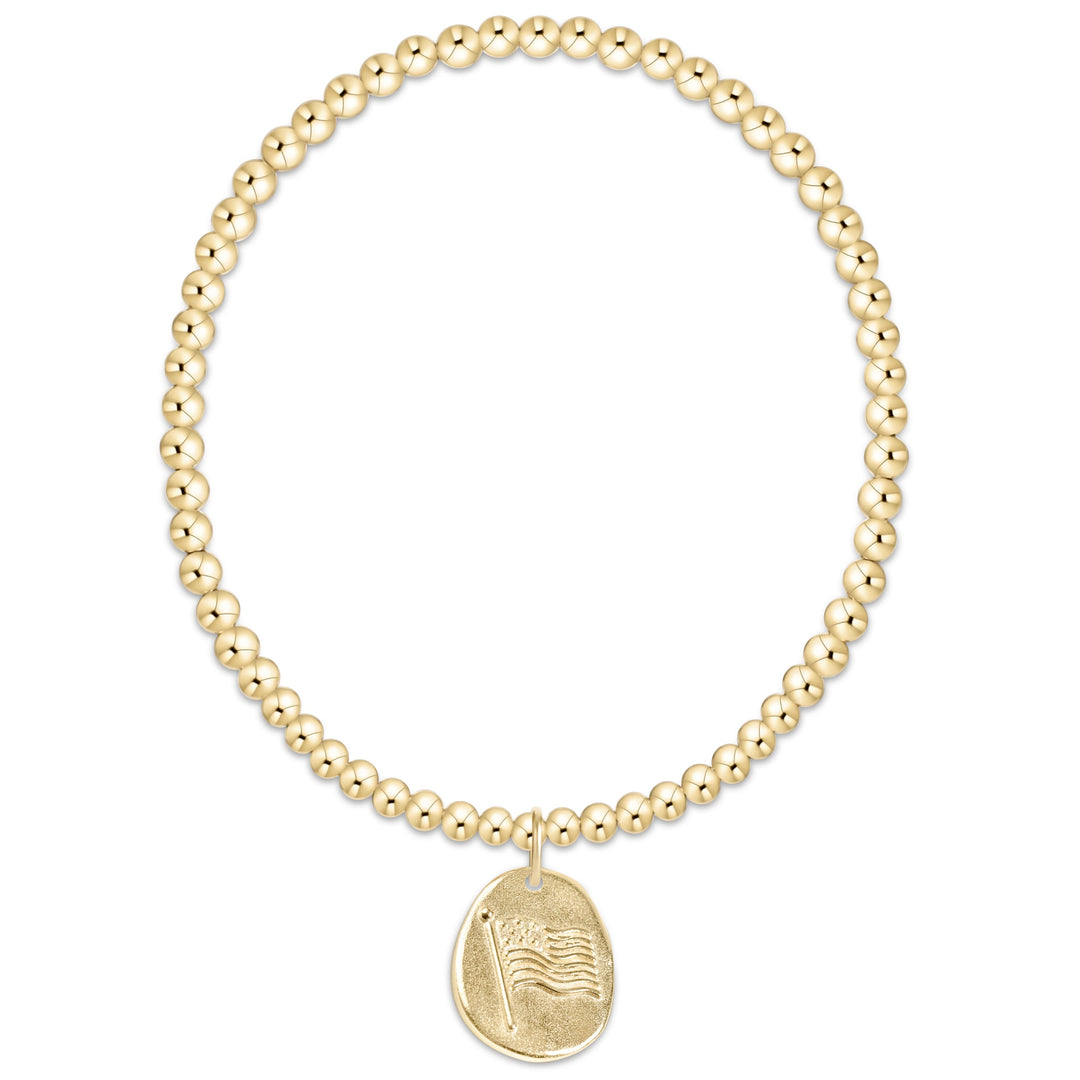 enewton design Classic Gold 3mm Bracelet - Inspire America Gold Disc bracelet highlighting its hand-beaded design and 14k gold-filled details.