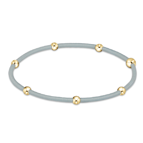 enewton essentials gray hair tie bracelet with gold beads