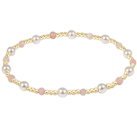 enewton 4mm pearl beaded bracelet with a pink opal gemstone accent in a 7.25 inch extends size; waterproof and tarnish-resistant.