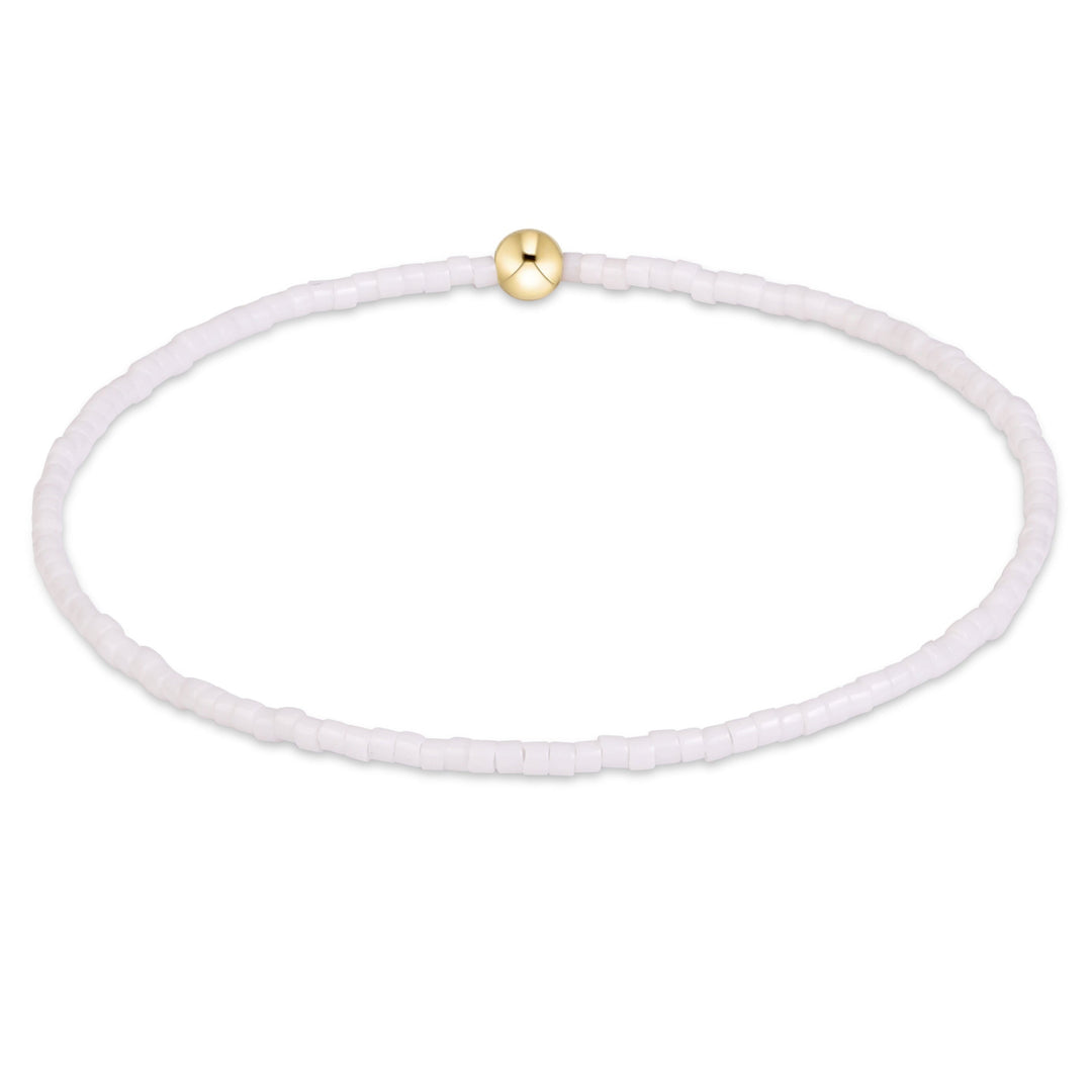 enewton design Hope Classic Bracelet in White highlighting its hand-beaded design and 14k gold-filled details.