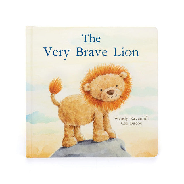 The Very Brave Lion board book cover featuring a sweet lion cub and his father; a Jellycat children&