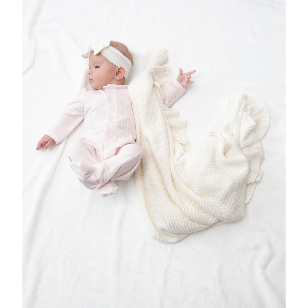 Bei Bei Ruffle Knit Blanket - Cloud