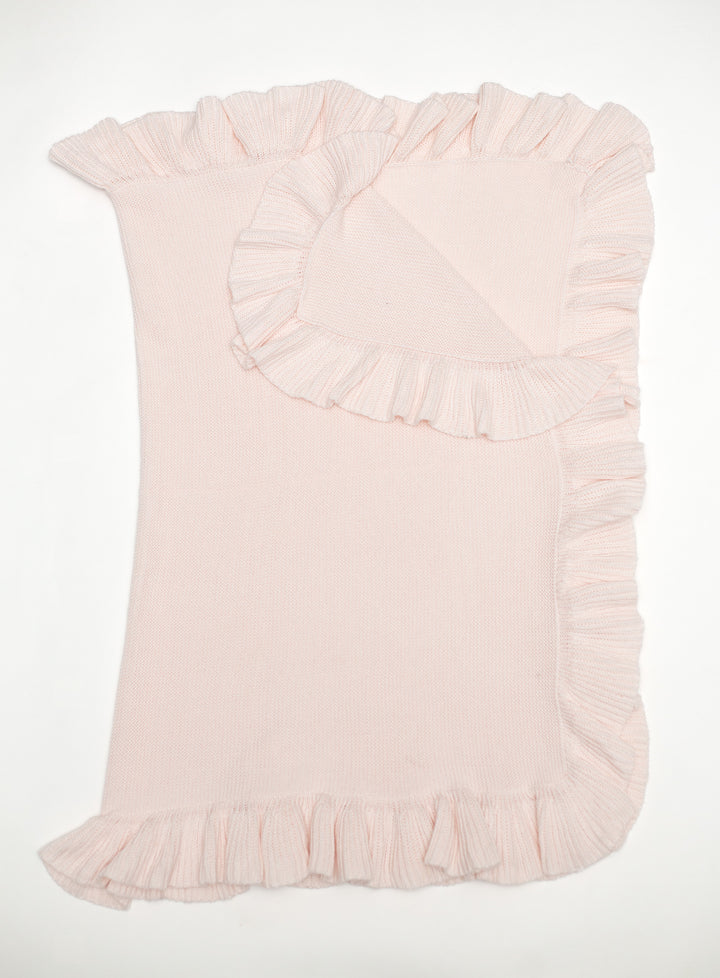 Bei Bei Ruffle Knit Blanket - Petal Pink