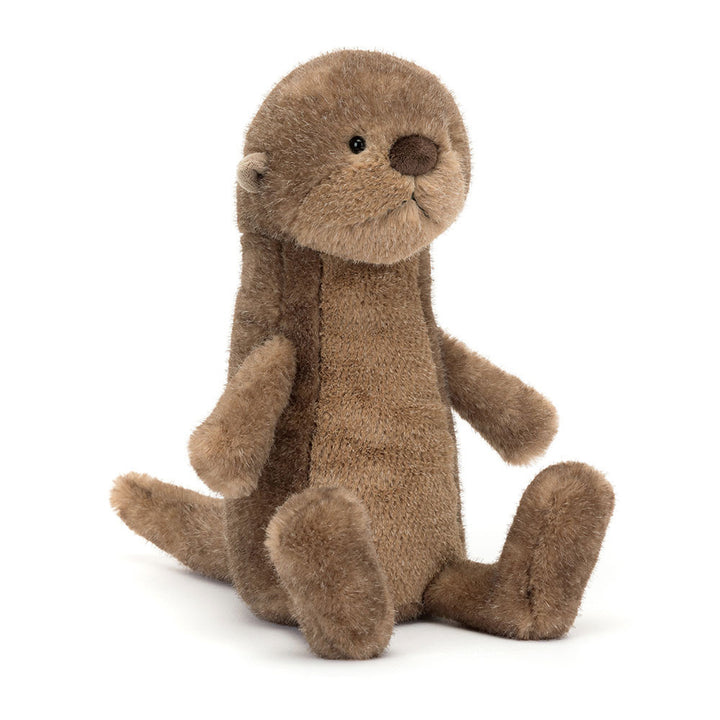 Soft brown textured Brooke Otter plush by Jellycat in a sitting position.