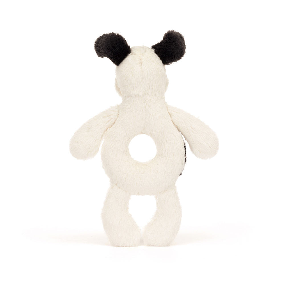 Jellycat Bashful Biscuit and Cream Puppy Rufferty Ring Rattle featuring a soft puppy and an easy-to-grasp ring.