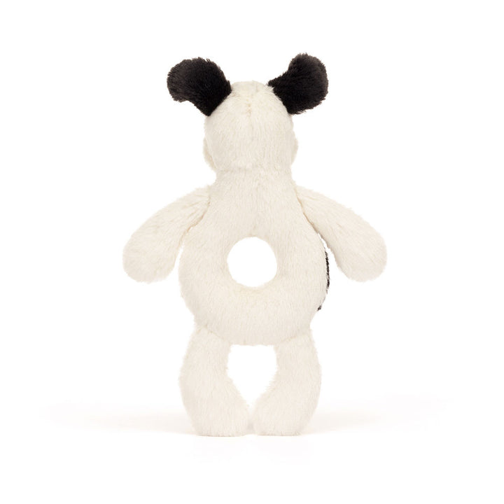 Jellycat Bashful Biscuit and Cream Puppy Rufferty Ring Rattle featuring a soft puppy and an easy-to-grasp ring.