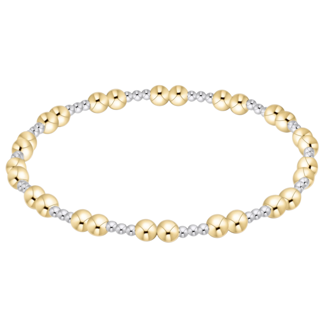 enewton 4mm mixed metal beaded bracelet with alternating sterling silver and 14kt gold-filled beads; waterproof and stackable.