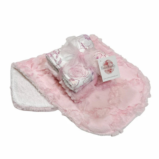 Bashful Pink Floral Burp Cloth Set