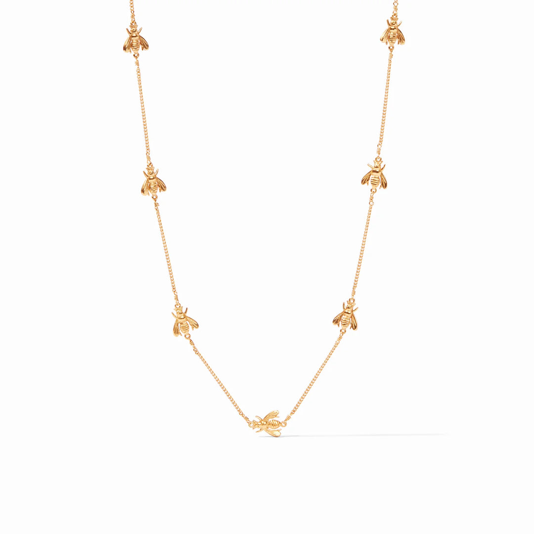 Julie Vos Bee Delicate Station Necklace - 24K Gold Plated Artisan Chain