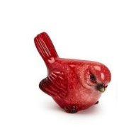 Four red cardinal hand-painted resin bird figurines in different poses.
