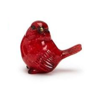 Four red cardinal hand-painted resin bird figurines in different poses.