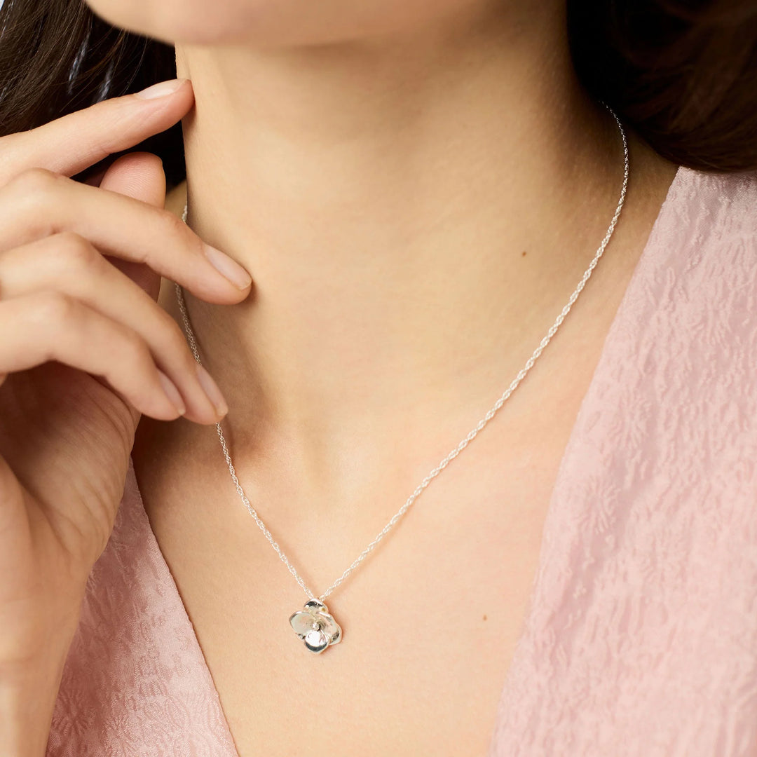 Bloom Delicate Silver Necklace - Pure Silver Floral Pendant