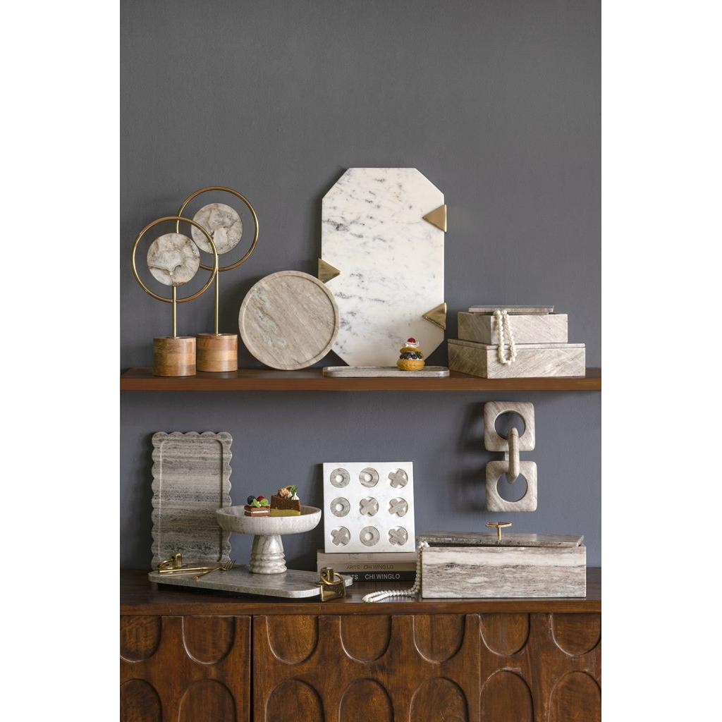 White Marble Tic-Tac-Toe Set