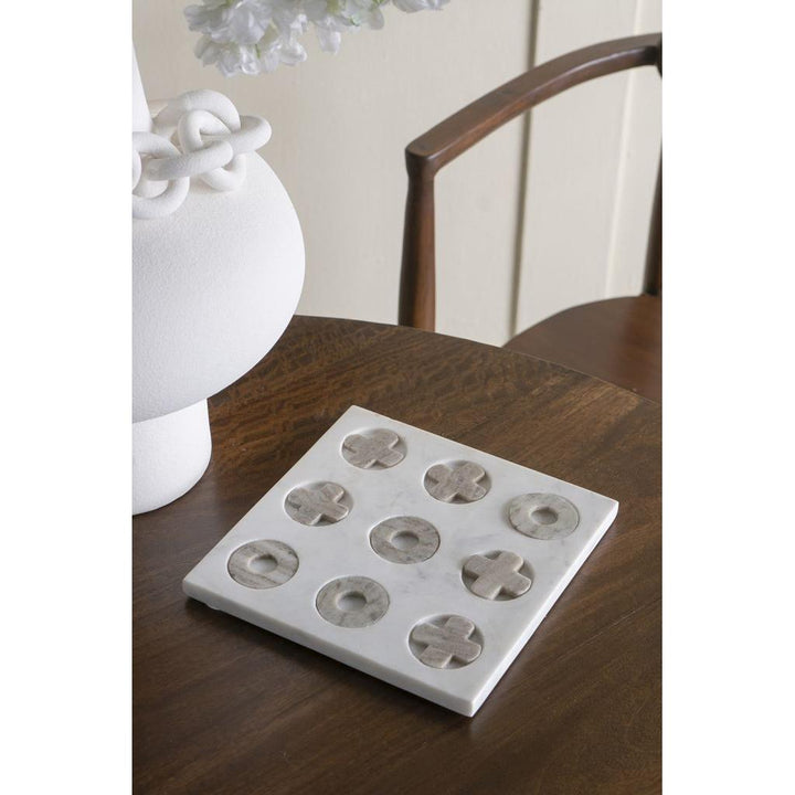 White Marble Tic-Tac-Toe Set