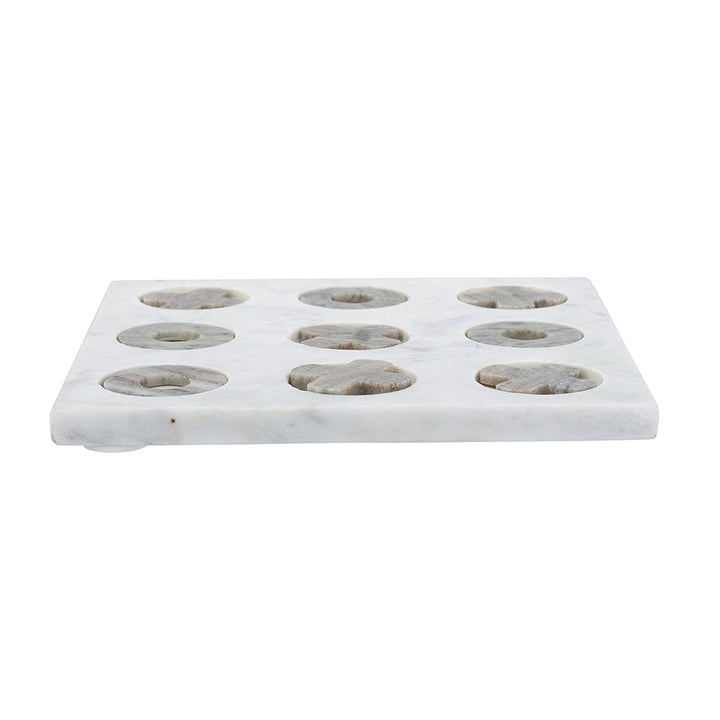 White Marble Tic-Tac-Toe Set