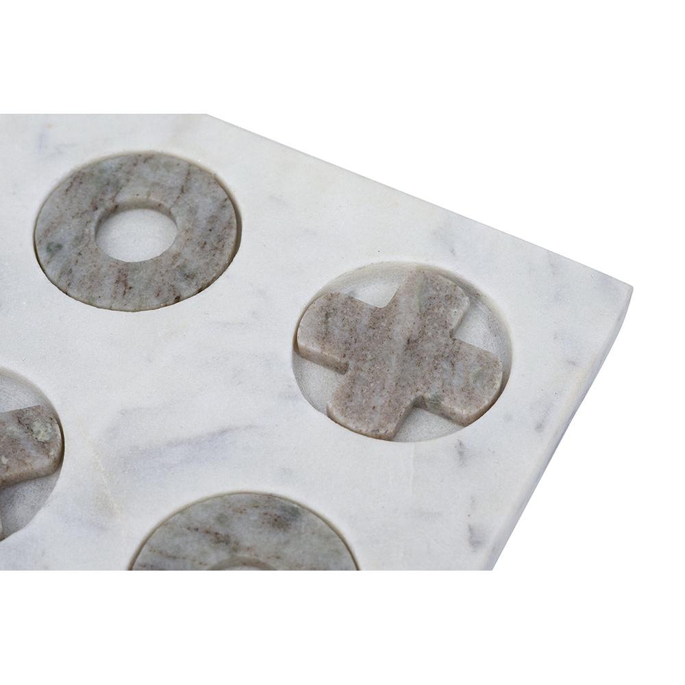 White Marble Tic-Tac-Toe Set