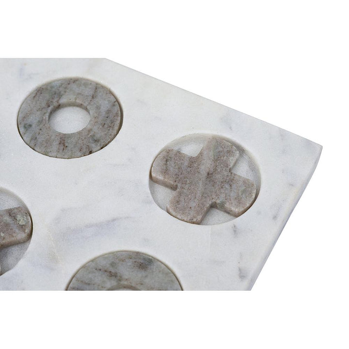 White Marble Tic-Tac-Toe Set