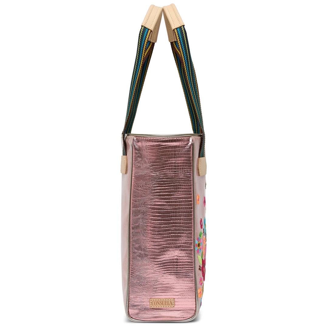 Consuela Rosaline Chica Tote - Pink Glitter &amp; Floral Embroidered Bag