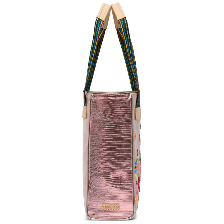 Consuela Rosaline Chica Tote - Pink Glitter &amp; Floral Embroidered Bag