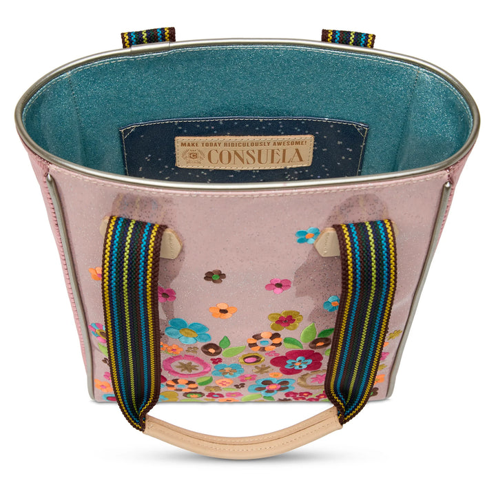 Consuela Rosaline Chica Tote - Pink Glitter &amp; Floral Embroidered Bag