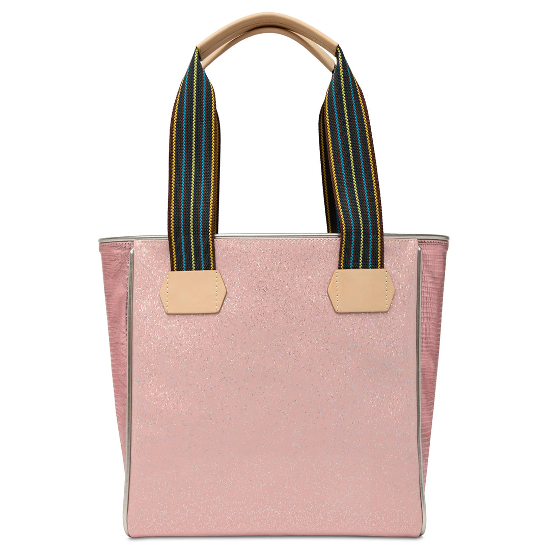 Consuela Rosaline Classic Tote - Pink Glitter &amp; Floral Embroidered Bag