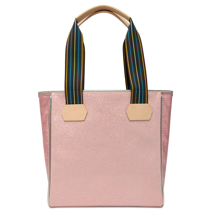 Consuela Rosaline Classic Tote - Pink Glitter &amp; Floral Embroidered Bag