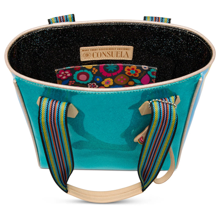 Consuela Lumi Classic Tote - Turquoise Glitter Everyday Bag