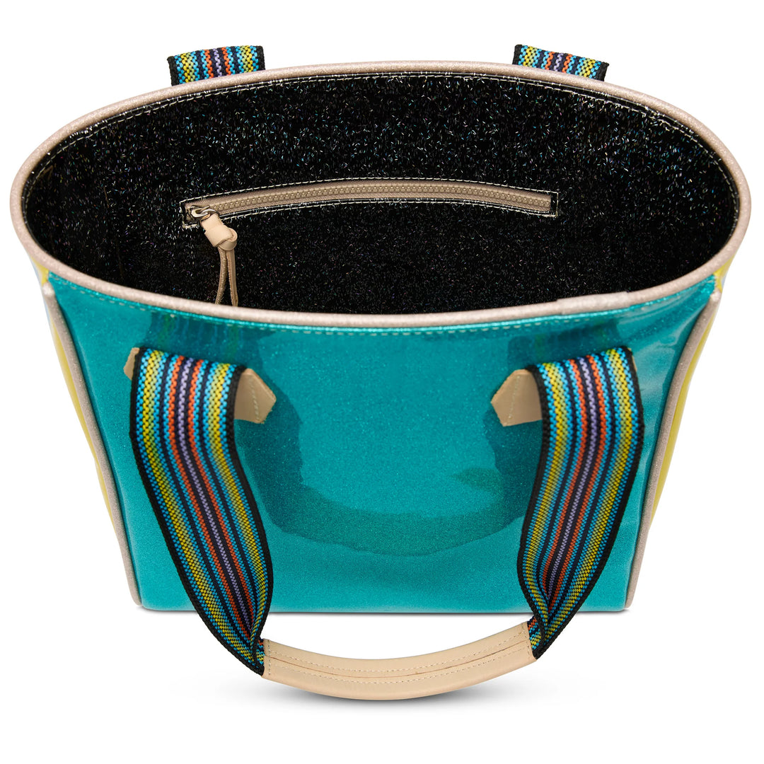 Consuela Lumi Classic Tote - Turquoise Glitter Everyday Bag