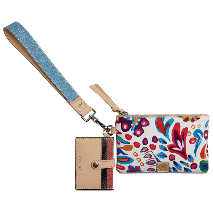Consuela Bianca Combi Wristlet with vibrant floral pattern; featuring card slots and a wristlet strap in durable ConsuelaCloth™.