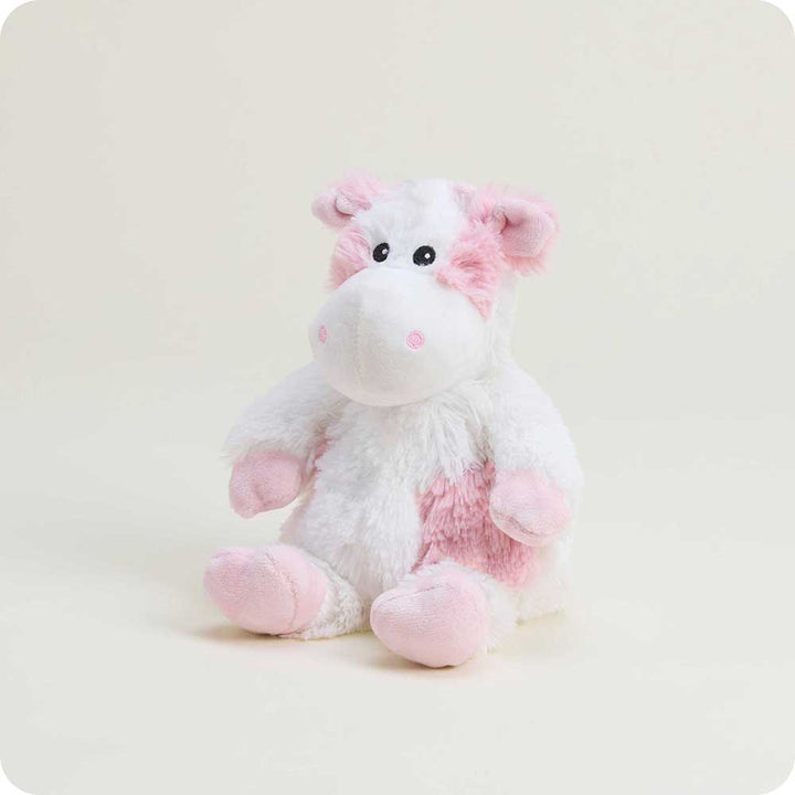 Microwavable strawberry cow plush by Warmies, soothing heat pad stuffed animal