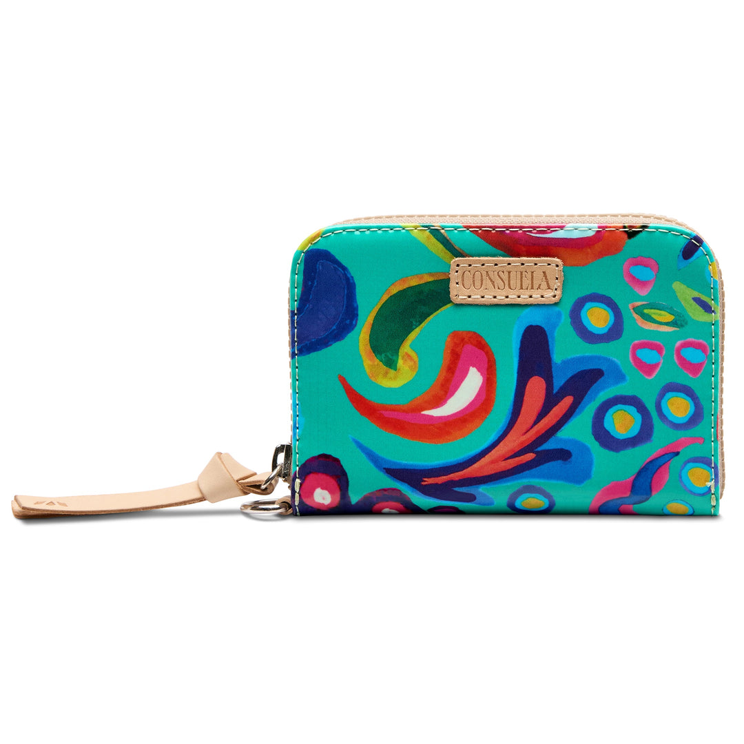 Consuela Cyndi Zippy Wallet featuring a premium black leather exterior.
