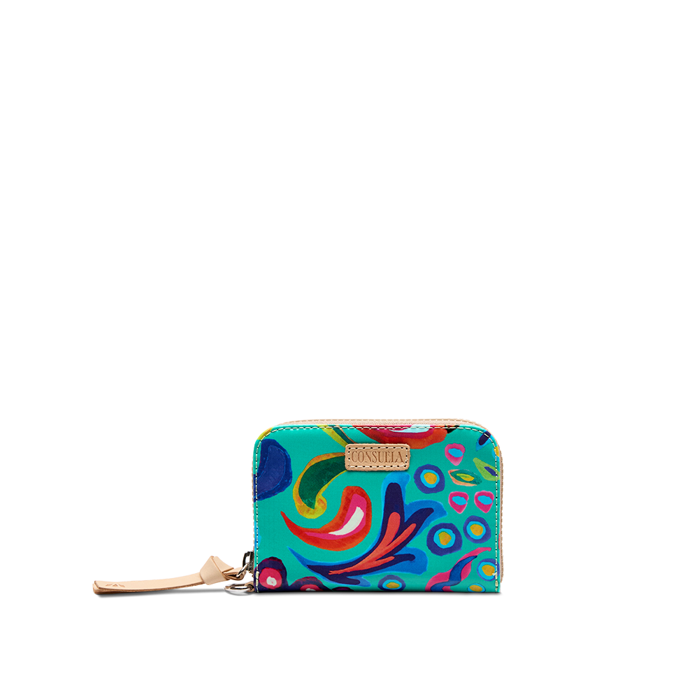 Consuela Cyndi Zippy Wallet featuring a premium black leather exterior.