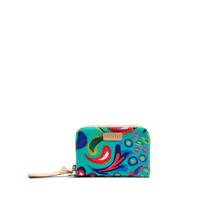 Consuela Cyndi Zippy Wallet featuring a premium black leather exterior.
