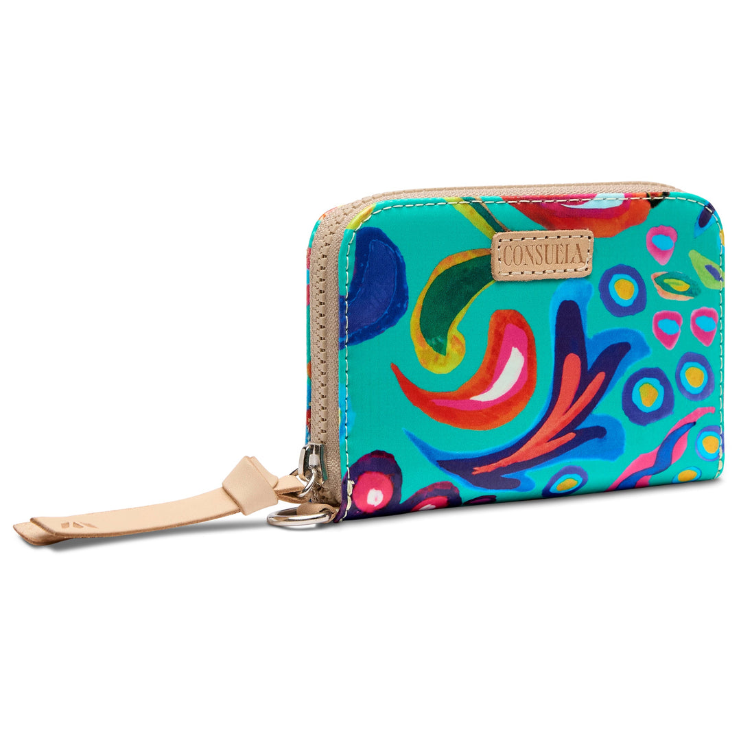 Consuela Cyndi Zippy Wallet featuring a premium black leather exterior.