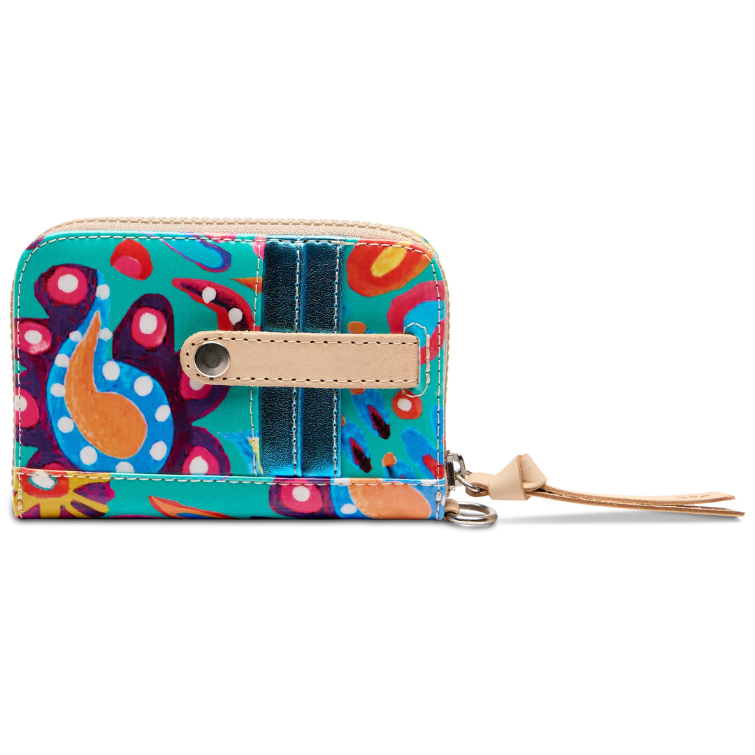 Consuela Cyndi Zippy Wallet featuring a premium black leather exterior.