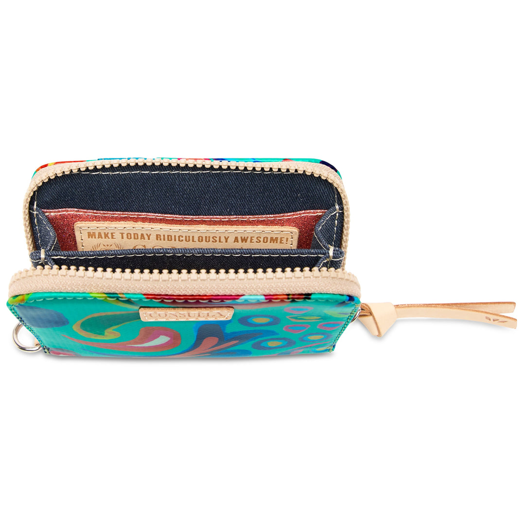Consuela Cyndi Zippy Wallet featuring a premium black leather exterior.